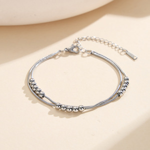 Fashion 18K <b>Gold</b> Plated Tarnish Free Stainless Steel Multi-Layer Snake Chain <b>Anklet</b> Beads Chain Jewelry Factory Wholesale - Product Image 6