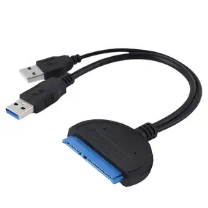 Kabel adaptor SATA ke USB 3.0, dengan ekstra daya 5V 6Gbps mendukung SSD eksternal 2.5 inci HDD Hard Drive 22 Pin Sata III