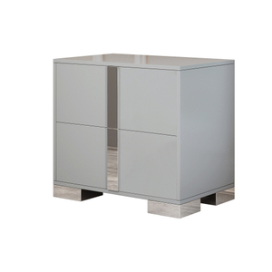 Modern Elegant Nightstand with Metal Foot, Mirrored <b>Bedside</b> <b>Table</b> with 2 Drawers for Bedroom, Living Room - Product Image 3