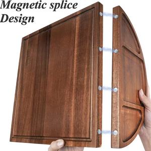 Acacia wood extra-<b>large</b> rectangular magnetic cheese board/steak <b>plate</b>/Western-style <b>plate</b> with magnetic attachment - Product Image 4