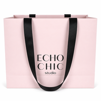 Sac shopping en papier personnalisé avec ruban rose et impression de logo pour boutique de vêtements féminins, emballage de vente au détail