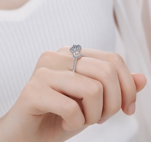 Bague en argent 925 pour femmes diamant Moissanite bague de fiançailles coupe brillante pour les fêtes anniversaires accessoires de mode - Product Image 2