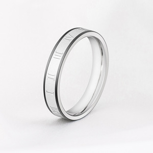 yunnique Titanium Steel Roman Numeral <b>Rings</b> Minimalist Black <b>Couple</b> <b>Rings</b> For Women Men Jewelry - Product Image 3