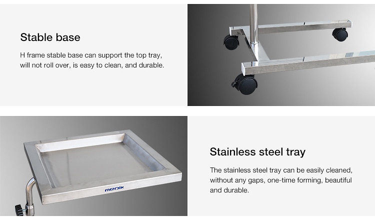 Medizinischer tragbarer faltender hydraulischer Pedal-Mayo Stand With Tray Stainless-Stahl des Fuß-MK-S19 für chirurgisches