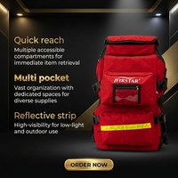Sac à dos médical d'urgence en nylon 1680D, rouge, multi-compartiments, sac de secours médical, sac à dos de premiers secours réfléchissant pour le terrain extérieur