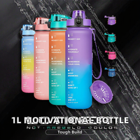 Bouteille de sport 1L sans BPA avec logo personnalisé pour la forme physique paille à boire directe marqueur de temps d'espace accessoire couvercle en plastique coloré