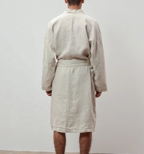 Personnalisé Homme Femme Japonais Lâche Casual 100% Lin 192gsm Robe De <span class=keywords><strong>Nuit</strong></span> Robe De Bain Lin Vêtements De <span class=keywords><strong>Nuit</strong></span> <span class=keywords><strong>pour</strong></span> La Maison Hôtel - Product Image 2