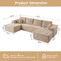 U-förmiges Verstellbares Ecksofa Modernes Design Cordstoff für Werkstatt, Apartment, Villa, Hotel, Wohnzimmer ODM Maßanfertigung