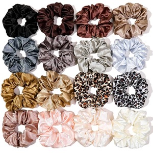 Ensemble de chouchous en satin de soie personnalisés <span class=keywords><strong>DLS</strong></span> avec logo, élastiques à cheveux brillants de luxe pour femmes et filles, vente en gros - Product Image 1