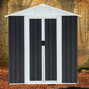 Caseta de almacenamiento exterior de metal de 8x6 pies con puertas dobles para guardar herramientas de jardín - Product Image 1