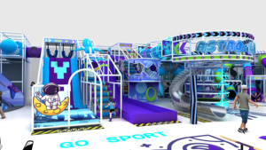 Structure <span class=keywords><strong>de</strong></span> divertissement familiale pour enfants avec murs d'escalade volcaniques, toboggans en spirale, piscine à balles et carrousel pour parcs d'attractions intérieurs - Product Image 2