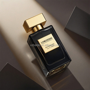 Botella de Perfume Cuadrada de Lujo Personalizada para Hombre, Vacía, de 30ml, 50ml, 100ml, de Vidrio Negro con Pulverizador, Tapa Dorada y Caja - Product Image 3