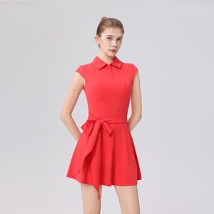 Abito da Golf Personalizzato per Donna con Colletto Polo, Vestito da Tennis Monoblocco Elasticizzato per Badminton Estivo - Product Image 6