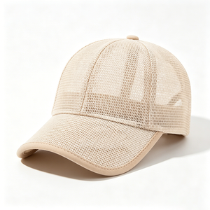 Gorra de Béisbol de 6 Paneles de Lona de Malla Beige, Gorra de Béisbol Transpirable Unisex, Protección UV Casual de Verano, Deportes al Aire Libre - Product Image 2