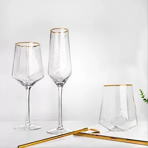Commercio all'ingrosso chiaro bicchieri di vino calice creativo unico stelo d'oro bicchieri di vino rosso e oro senza stelo bicchiere di vino