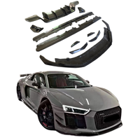 Kit carrosserie en fibre de carbone style P amélioré pour Audi R8 16-18 : Lame de pare-chocs avant, diffuseur arrière, jupes latérales et décoration de lame aérodynamique avant