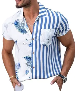 2022 Summer Men's Beach Hawaiian flower shirt men's short sleeve loose large port wind travel flower print shirts