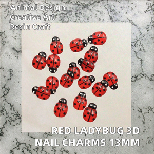 Mignonne 14mm rouge coccinelle 3D Mini AB Nail Art décoration Animal motif résine ongles breloques pour manucure et papillon - Product Image 3