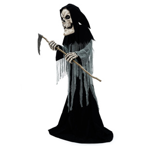 Guadaña Mecánica Eléctrica de Terror para Halloween, con Activación por Voz, Inducción, Luminosa, con Cabeza Grande, <span class=keywords><strong>Esqueleto</strong></span> de la Muerte Sosteniendo la Guadaña - Product Image 1