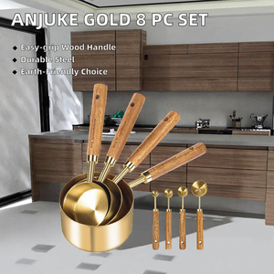 Stainless Steel Gold Eco-Friendly <b>Measuring</b> Cups Set with Coffee <b>Spoon</b> Durable Elegant Kitchen Tool for Tea Baking and Daily Use - Product Image 2