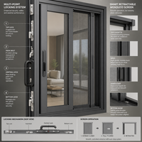 Porte coulissante panoramique de luxe en aluminium à rupture de pont thermique avec moustiquaire intelligente, haute efficacité énergétique pour projet de villa