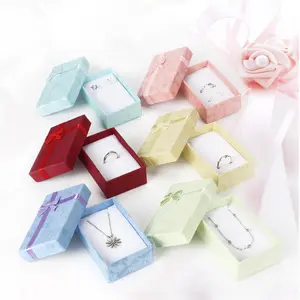 LESON Luxury Cardboard Ring Necklace Jewelry Packaging Box With Bowknot Sponge Inside