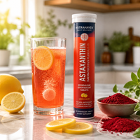 Comprimés effervescents d'astaxanthine antioxydante OEM avec Haematococcus Pluvialis, saveur citron, pour la santé de la peau et anti-âge