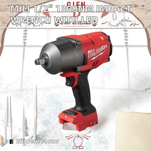 Obeng Impack Listrik Multifungsi 1/2 Inci 1300NM untuk Rumah Tangga dan Industri dengan Lampu Kerja LED dan Baterai - Product Image 3