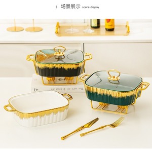 Casseruola in <span class=keywords><strong>ceramica</strong></span> per posate per uso domestico a calore leggero Hotel a secco portabottiglie con candela rettangolare europa Party - Product Image 2