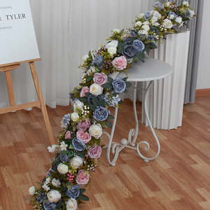 TIK TOK INStagram 가짜 도매 리얼 터치 인공 장미 꽃 러너 결혼식 장식 인공 장미 실크 꽃 - Product Image 2