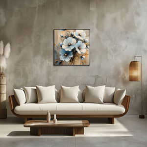 Art floral moderne imprimé sur toile aquarelle avec des tons bleus doux et terreux pour la décoration intérieure - Product Image 3