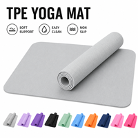 Tapete de Ejercicio de 183*61cm, Tapete de Yoga Negro de TPE para Pilates, Entrenamiento en Estudio, Tapete Acolchado para Ejercicios en el Suelo, Ligero, para Práctica de Fitness