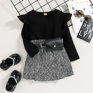 Mùa Thu cô gái trẻ em mặc Bộ Bông Pit dải dài tay áo hàng đầu nhỏ Fanny gói & mát mẻ từ in váy tính năng làm mới - Product Image 2