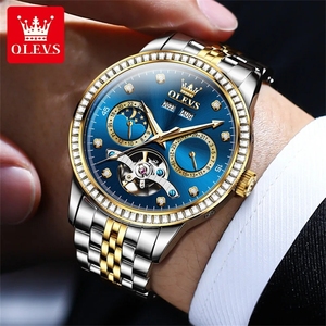 OLEVS 7016 Automatic <b>Mechanical</b> Watch For Men Moon Phase Calendar Hollow Luxury Wrist Watches Waterproof Luminous Man Hand <b>Clock</b> - Product Image 3
