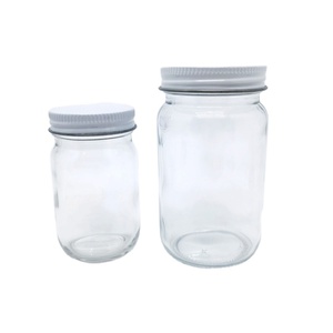 16 Onzas Frascos de Vidrio Transparentes de 4 oz para Mayonesa/Económicos de 8 oz con Tapas de Metal Blanco Revestidas de Plastisol - Product Image 1