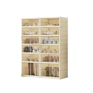 Étagère à chaussures pliable en gros, organisateur de rangement en plastique, étagères pliables, armoire pliante facile à installer avec aimant - Product Image 5