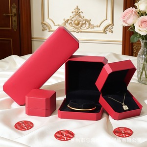 Caja de joyería octogonal roja personalizada de cuero y papel, caja para anillo de oro con diamantes, caja para collar, colgante, pulsera, caja de embalaje para joyería - Product Image 1