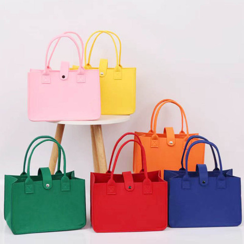 Large Capacity Portable Storage Boxes Bins Fashionable Green Felt Fabric Traditional Rectangle Shopping Bag for Clothes