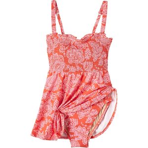 Robe de bain mini smockée à col carré pour femme, grande taille, imprimé numérique, en spandex et polyester, à enfiler - Product Image 5
