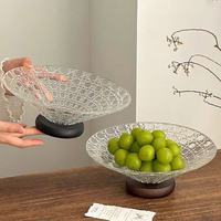 Plateau à fruits en verre cristal vintage, centre de table de luxe, élégante assiette à noix et fruits secs, plateau de service pour collations