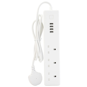Enchufe de extensión inteligente UK 10A Tuya con <span class=keywords><strong>4</strong></span> puertos de carga <span class=keywords><strong>USB</strong></span> Compatible con Alexa Enchufe inteligente de latón 3 salidas Control <span class=keywords><strong>WIFI</strong></span> - Product Image 5