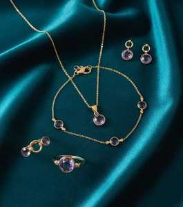 Pulsera de Cadena de Oro de 18 Quilates con Amatista en Forma de Gota - Product Image 3