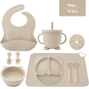 Juego de Vajilla de Silicona No Tóxica para Bebés, Plato Redondo con Base de Succión, Tenedor y Cuchara, Color Rojo Oscuro, Utensilios de Alimentación Irrompibles para Niños - Product Image 1