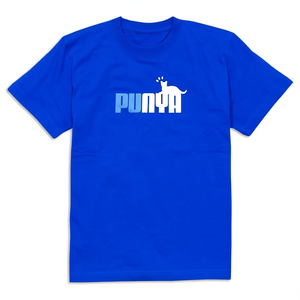 T-shirt Punya blu royal a maniche corte con stampa gatto, design divertente, abbigliamento unisex - Product Image 2