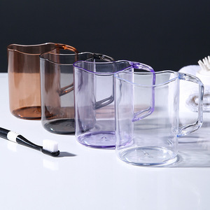 ถ้วยน้ำยาบ้วนปากแบบใสพร้อมที่วางแปรงสีฟัน ถ้วยพลาสติกหนาสำหรับห้องน้ำ สำหรับคู่รัก ใช้ได้สองแบบ ดีไซน์สีพื้น - Product Image 2