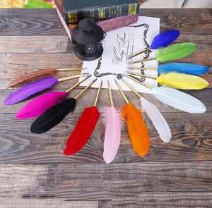 Toptan beyaz zanaat Quill kaligrafi kaz tüyü yazma için dolma kalem imza hediye düğün gelin duş parti kaynağı - Product Image 1