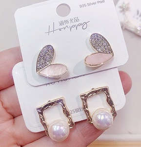 <b>Cheap</b> Wholesale Charm Earrings Rhinestone <b>Crystal</b> Drop Bling Zircon Pearl Women's Earrings Set Bulk Jewelry Trendy Anniversary - Product Image 3