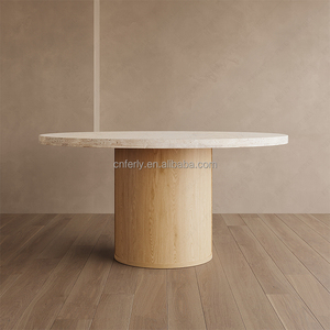 Juego de Comedor Redondo de Mármol Italiano Moderno FERLY de 8 Piezas para 6 Personas con 2 Sillas Adicionales para Muebles del Hogar - Product Image 2