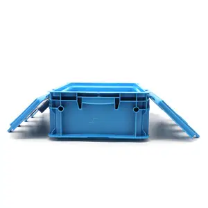 ZNTB007 Heavy Duty Stackable Removal Packing Nestable Attached Lid Plastic Storage Crates / Turnover Box With Lid