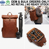 Sac à dos pour appareil photo en similicuir personnalisé OEM, élégant, avec compartiments rembourrés, idéal pour la randonnée